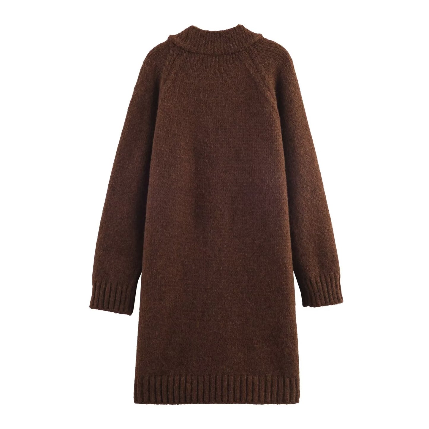 Malbusaat retro v neck knit cardigan in brown with a cozy oversized design and ribbed hem
