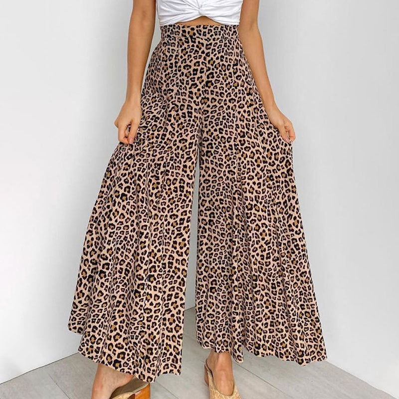Leopard Print High Waist Pants - pants - malbusaat.co.uk