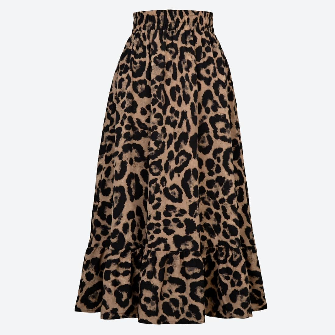 Leopard High Waist Loose Swing Skirt - skirts - malbusaat.co.uk