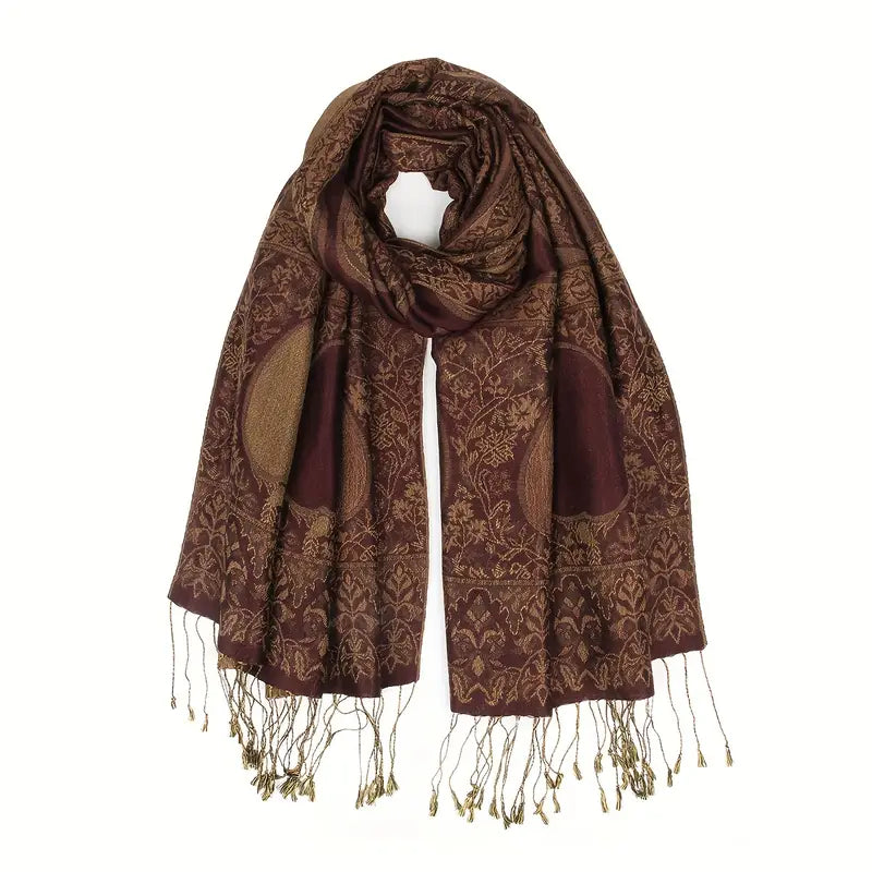 Luxury Paisley Jacquard Tassel Scarf, Vintage Classic Scarves | Women Scarves | Women Scarves | www.malbusaat.co.uk