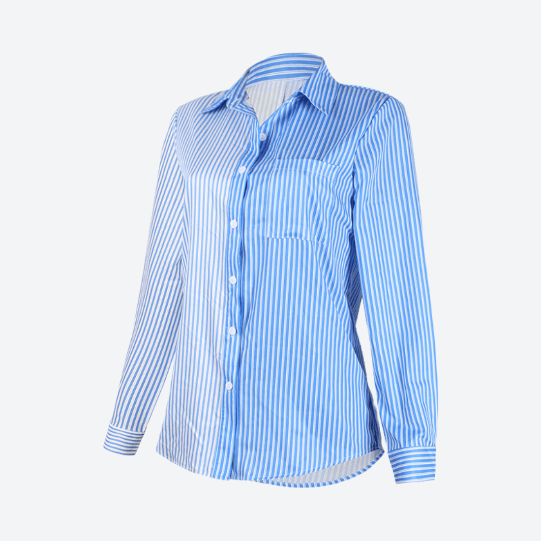 Color Contrast Single-Breasted Shirt - women shirts - malbusaat.co.uk