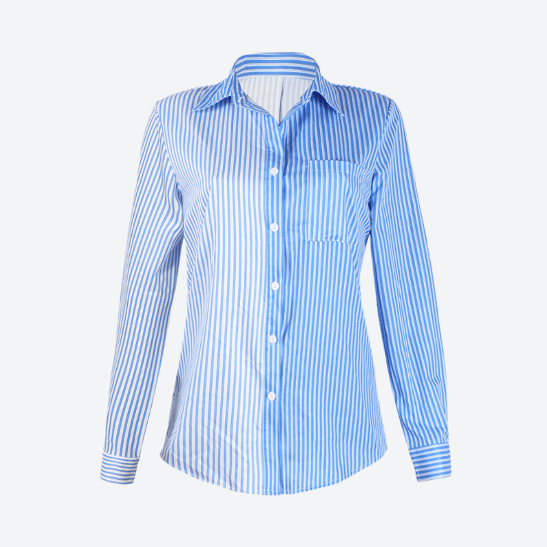 Color Contrast Single-Breasted Shirt - women shirts - malbusaat.co.uk