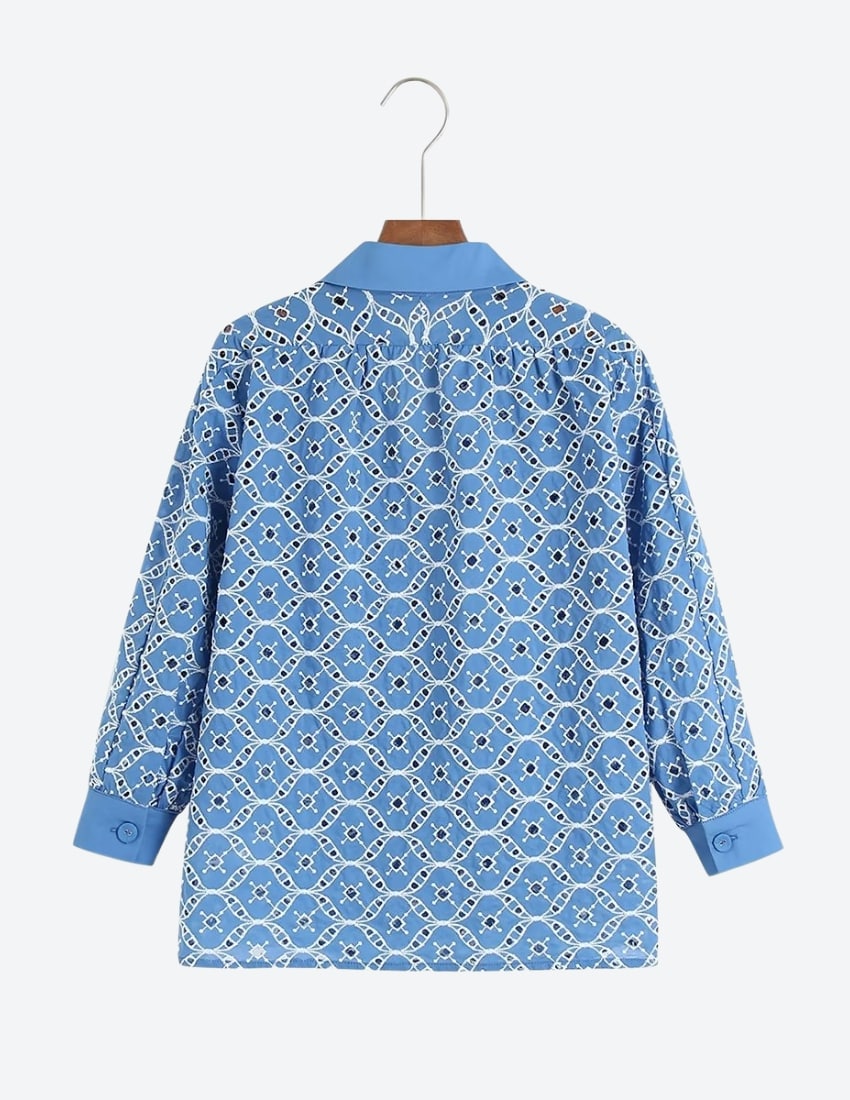 Autumn Cutout Embroidery Shirt - autumn - spring collection - women shirts - malbusaat.co.uk