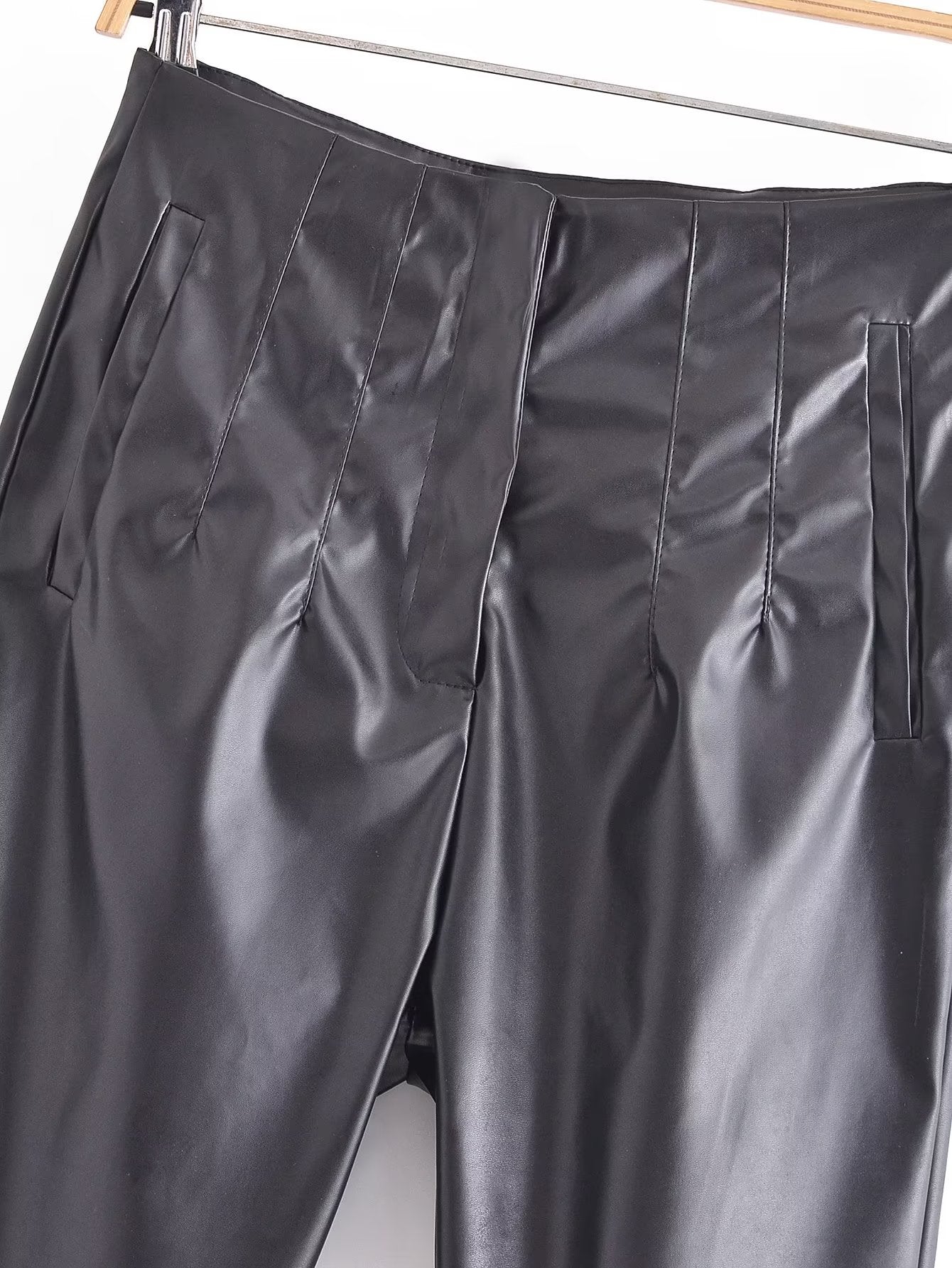 High Waist Faux Leather Pants - faux leather - faux pants - pants - malbusaat.co.uk
