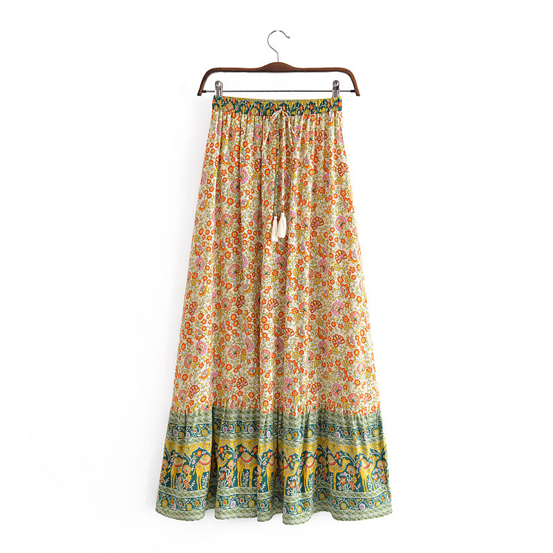 Shop Boho Vacation Floral Maxi Beach Dress Skirt by Malbusaat, versatile Skirts at Malbusaat. Ready-made desi suits, Pakistani designer dresses online UK.