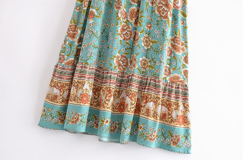 Shop Boho Vacation Floral Maxi Beach Skirt by Malbusaat, versatile Skirts at Malbusaat. Ready-made desi suits, Pakistani designer dresses online UK.