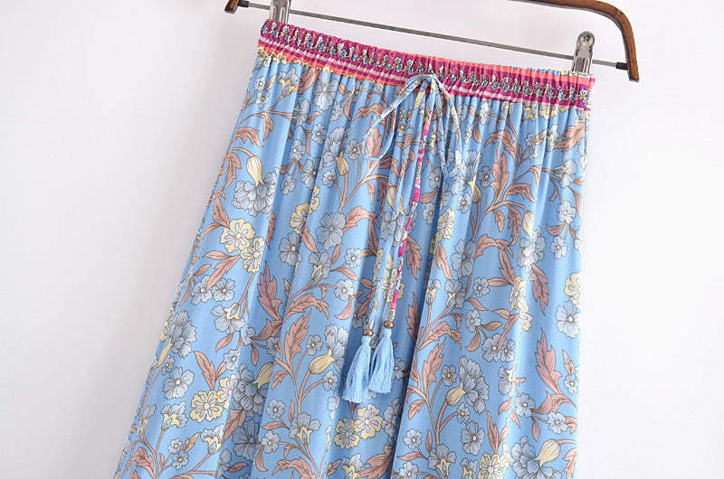 Boho Vacation Floral Maxi Printed Skirt in - Skirts by Malbusaat