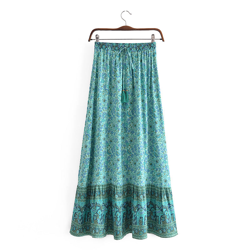 Boho Vacation Rayon Floral Maxi Skirt in - Skirts by Malbusaat