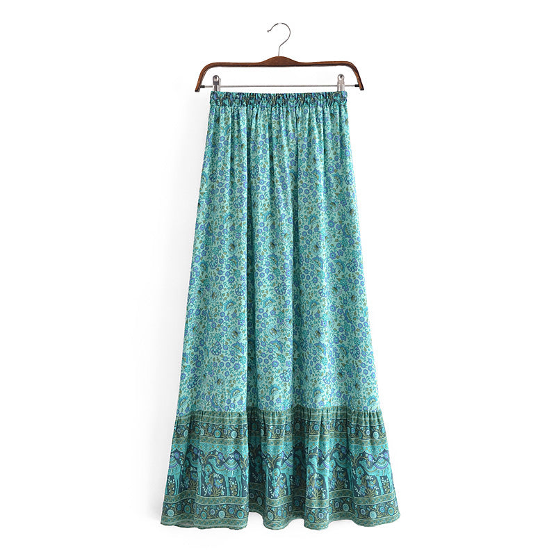 Boho Vacation Rayon Floral Maxi Skirt in - Skirts by Malbusaat