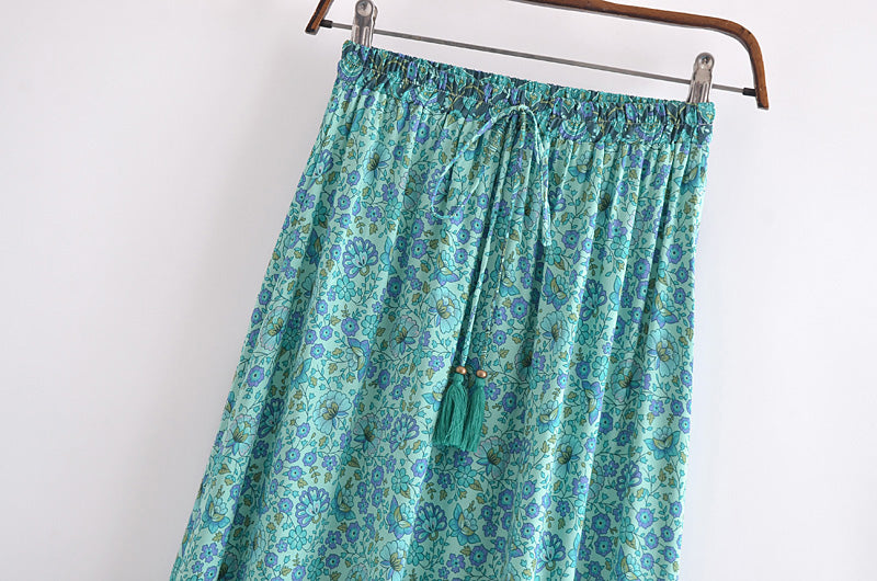 Boho Vacation Rayon Floral Maxi Skirt in - Skirts by Malbusaat