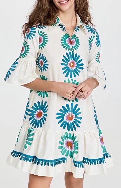Goths Style Printed Shirt Dress in 8578 Floral Pattern Shirt Dress - by Malbusaat