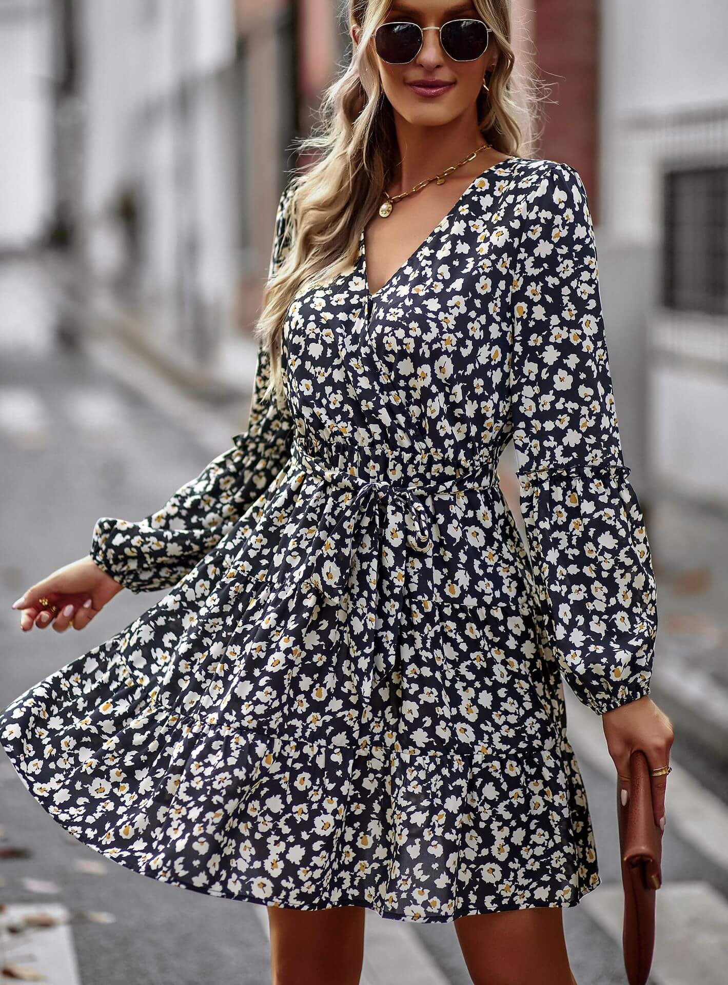 Shop Lantern Sleeve Mini Flowers Printed Dress by Malbusaat, versatile  at Malbusaat. Ready-made desi suits, Pakistani designer dresses online UK.