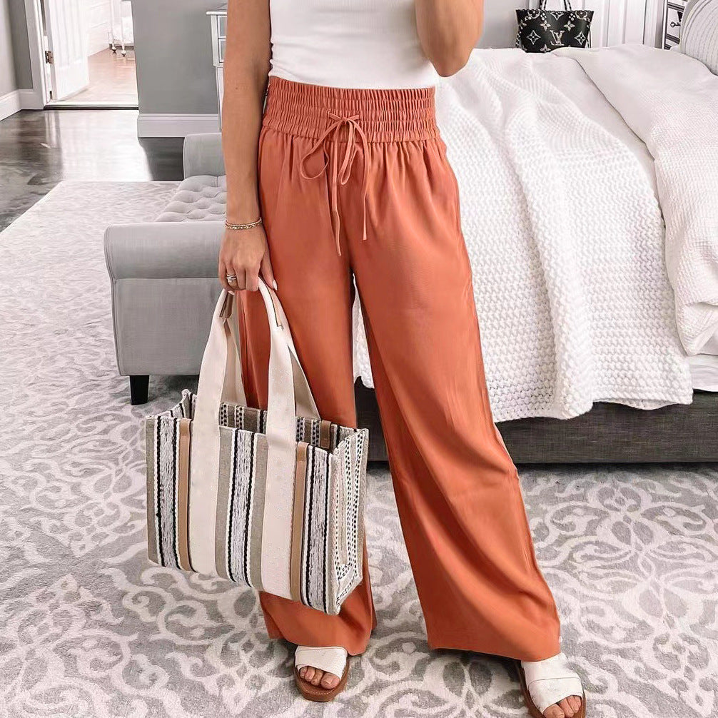 Loose-Fitting Casual Mid-Waist Pants in Orange - by Malbusaat