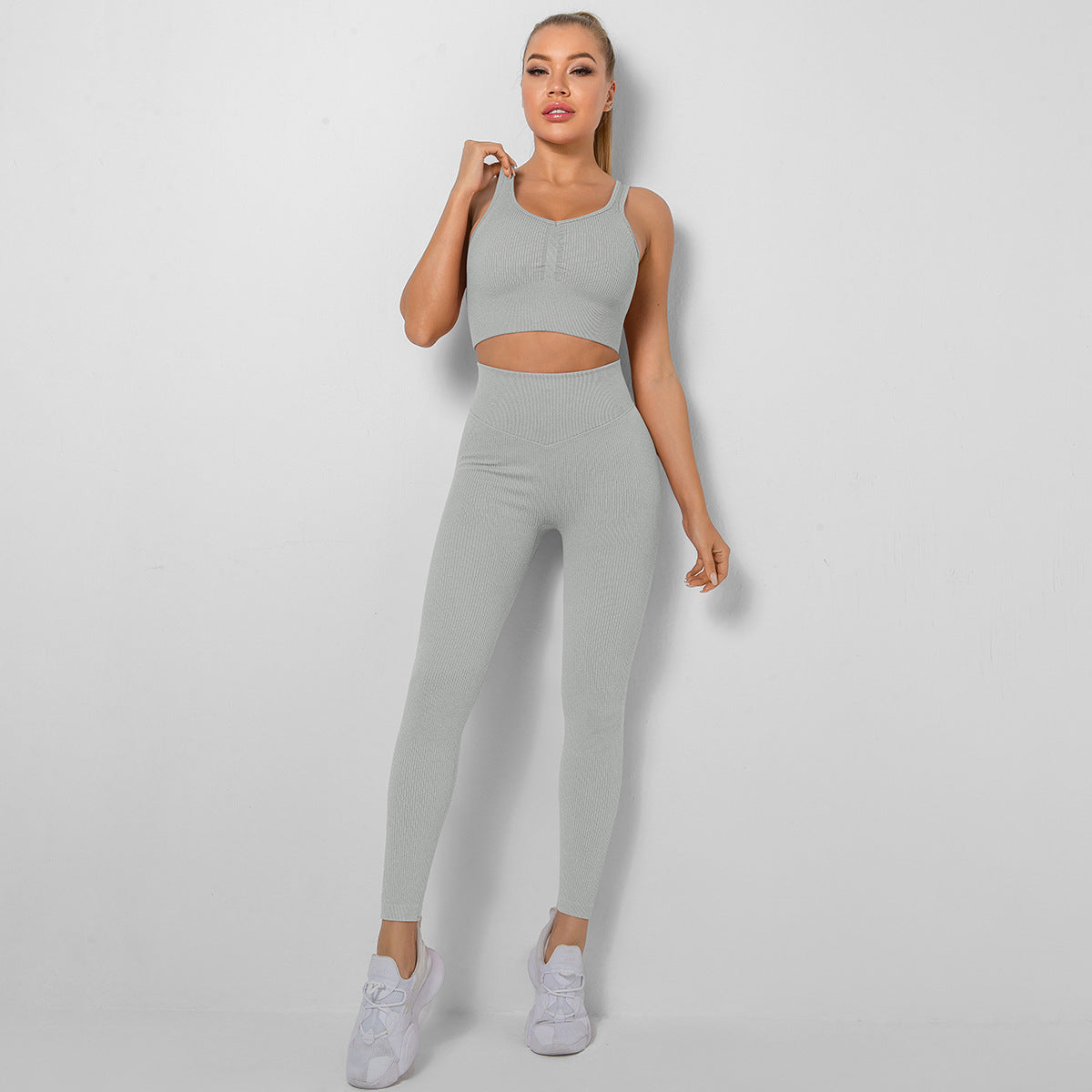 Seamless Knitted Workout Exercise Outfit - activewear - sports set - Sports Sets - malbusaat.co.uk