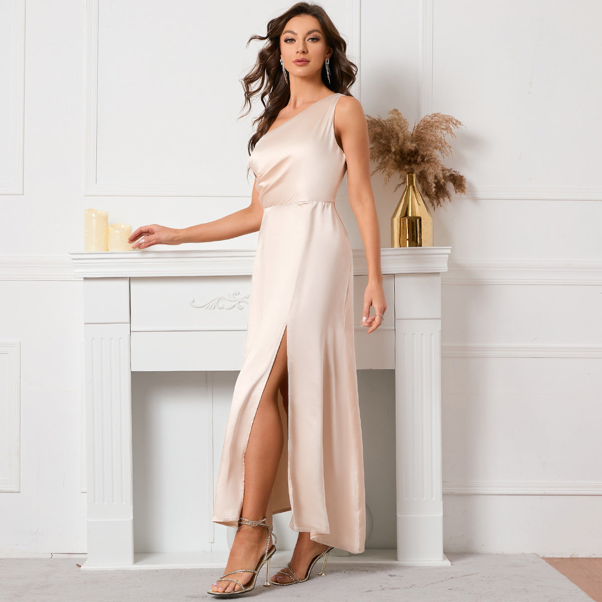 Elegant Backless Formal Satin Dress satin dresses malbusaat.co.uk