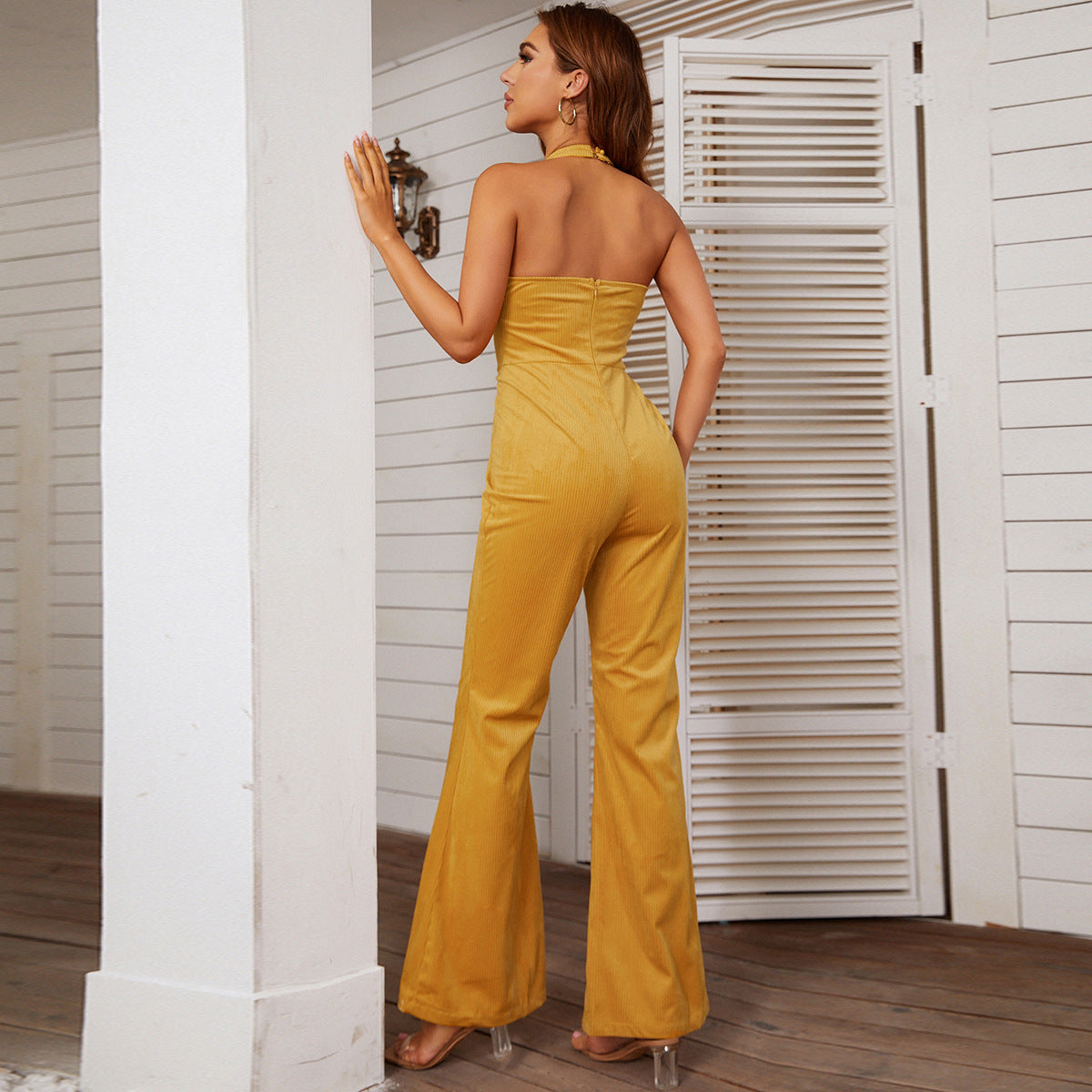 One-Piece Sleeveless Solid Color Jumpsuit - jumpsuits - malbusaat.co.uk