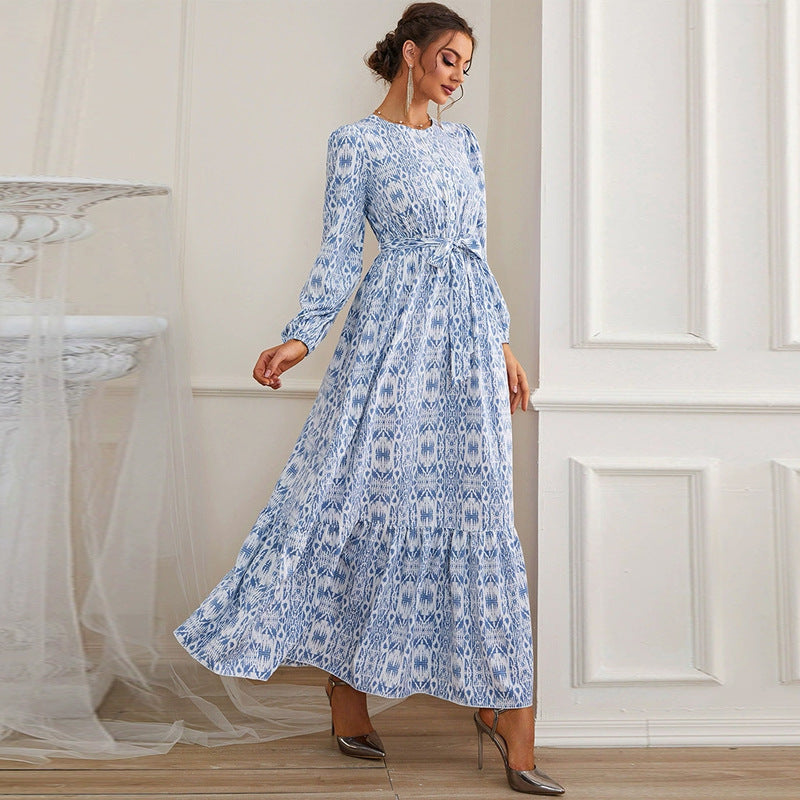 French Printed Tea Maxi a line dresses dresses french maxi maxi dresses malbusaat.co.uk