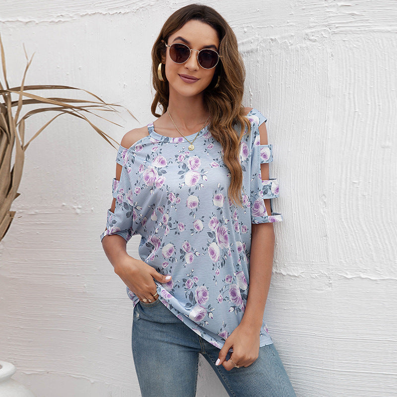 Casual Floral Print Top - t shirts - malbusaat.co.uk