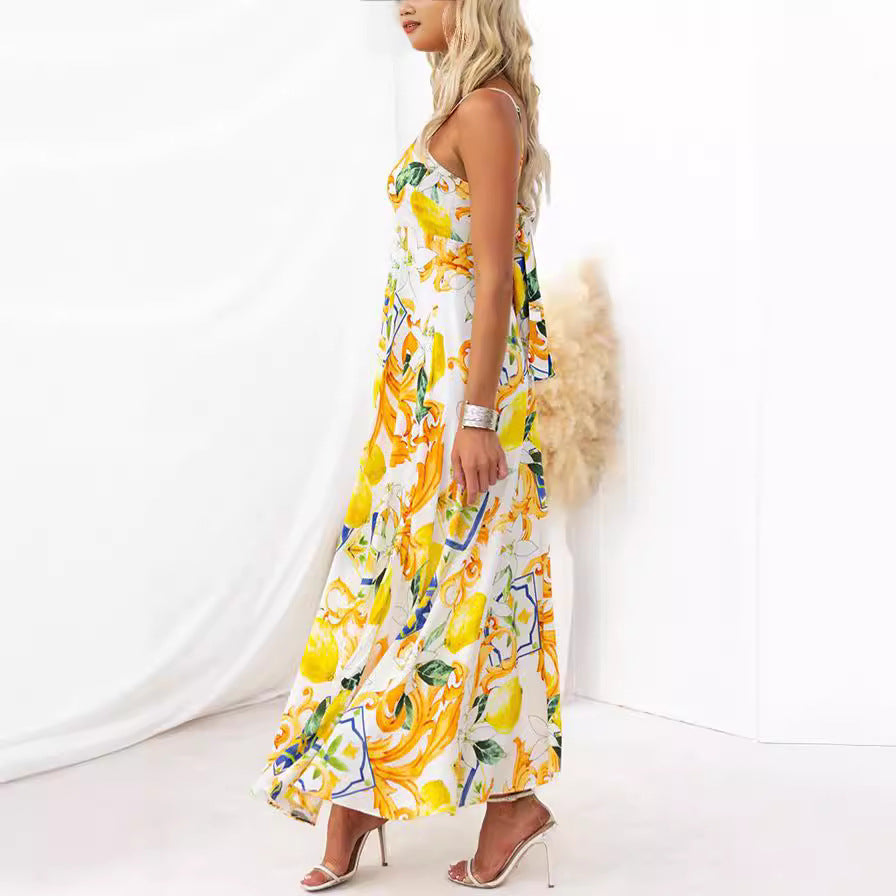 Elegant Printed Spaghetti Strap Maxi Dress Maxi Maxi Dresses sale malbusaat.co.uk