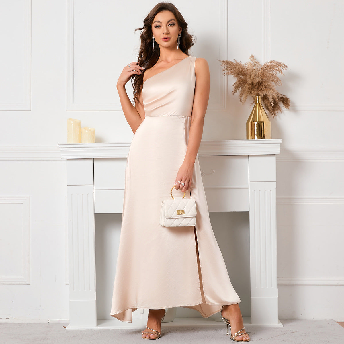 Elegant Backless Formal Satin Dress satin dresses malbusaat.co.uk