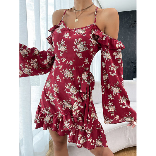 Shop Off Shoulder Floral Cami Dress by Malbusaat, versatile  at Malbusaat. Ready-made desi suits, Pakistani designer dresses online UK.