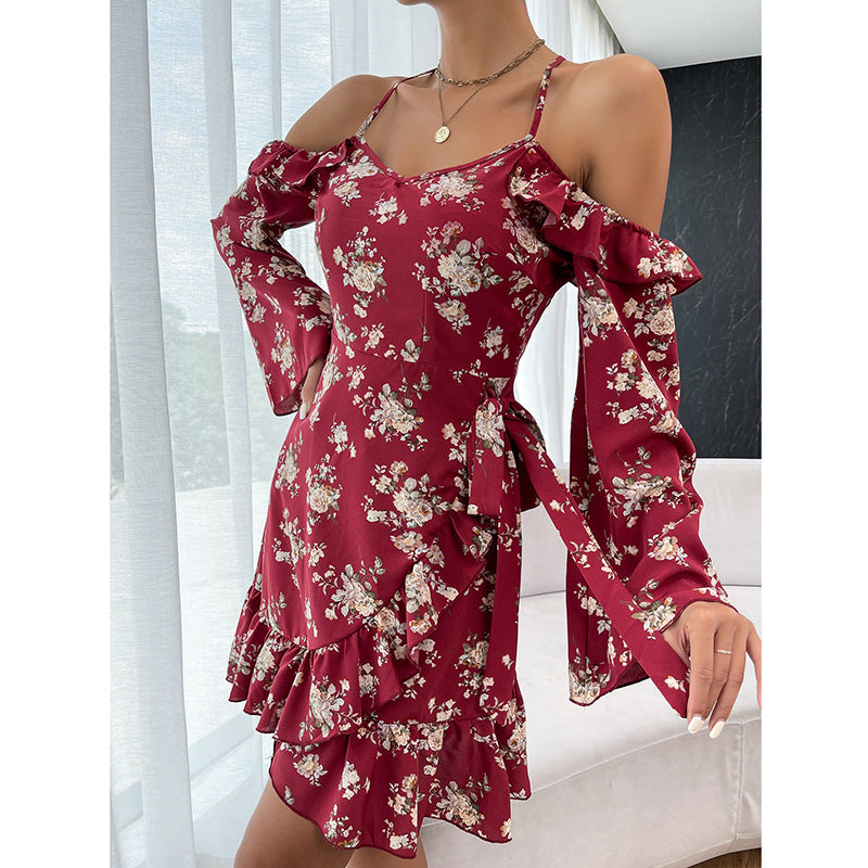 Shop Off Shoulder Floral Cami Dress by Malbusaat, versatile  at Malbusaat. Ready-made desi suits, Pakistani designer dresses online UK.