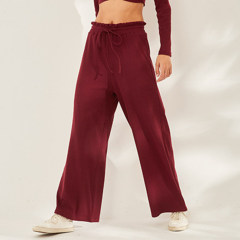 Quick-Drying Sports Yoga Pants in Burgundy - by Malbusaat