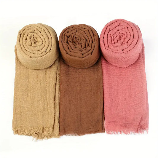 Shop Simple Pressed Wrinkle Scarves Set by Malbusaat, versatile Scarves at Malbusaat. Ready-made desi suits, Pakistani designer dresses online UK.