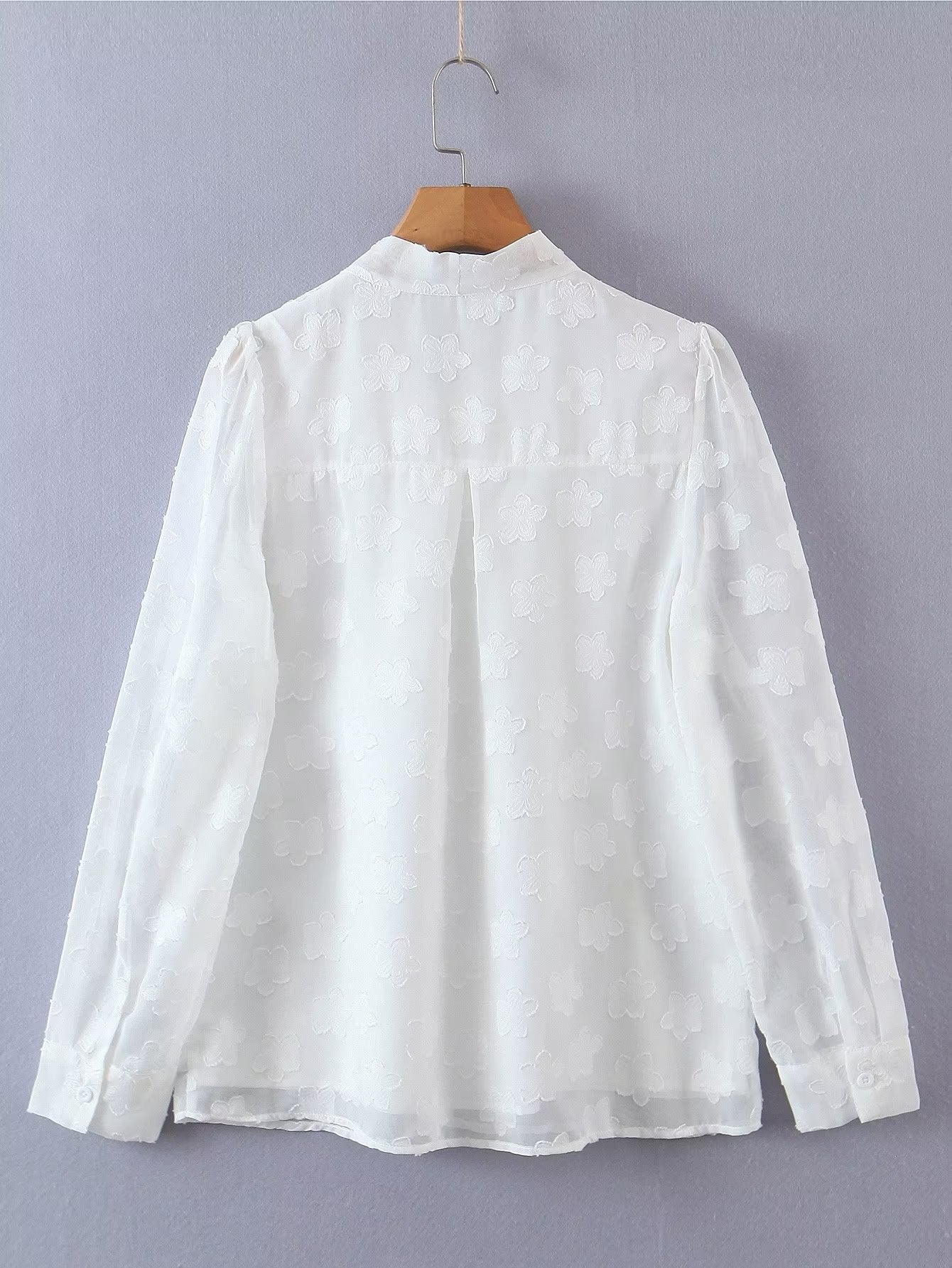 Sweet Lace up Floral Chiffon Shirt in - by Malbusaat