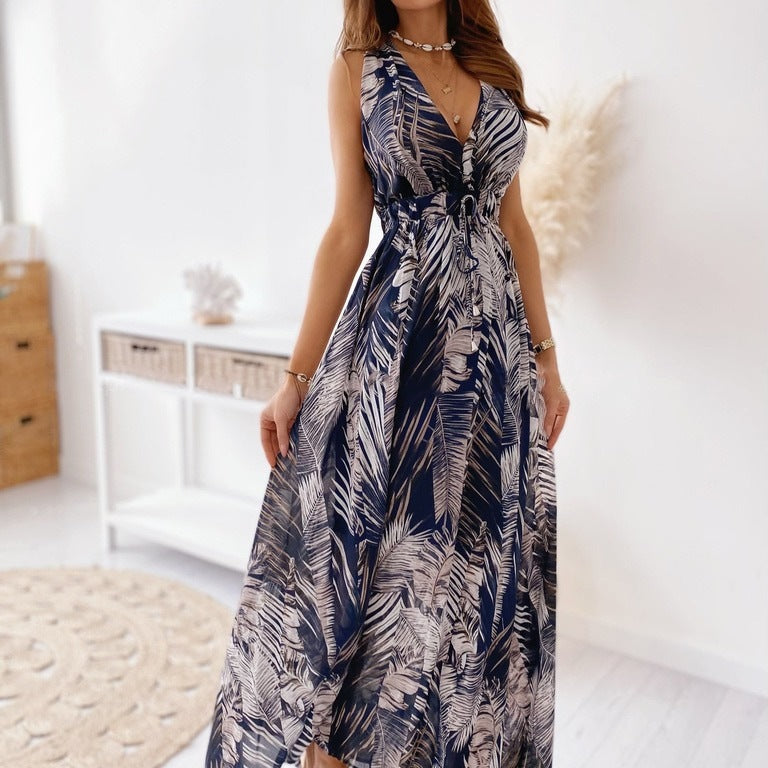 Shop Tropical Print Sleeveless Maxi Dress by Malbusaat, versatile  at Malbusaat. Ready-made desi suits, Pakistani designer dresses online UK.