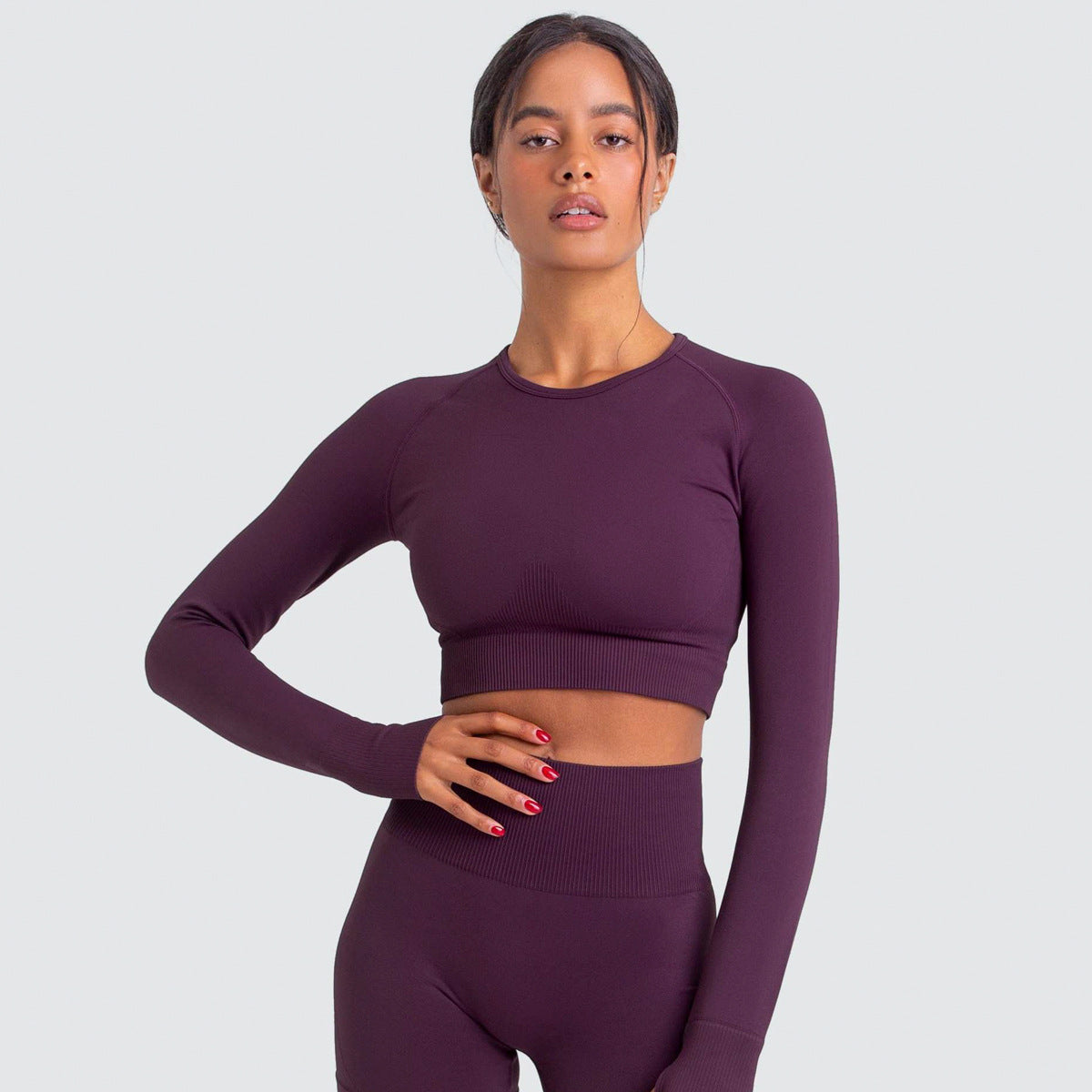Seamless Slim-Fit Workout Top (only) - Activewear - Sports Tops - malbusaat.co.uk