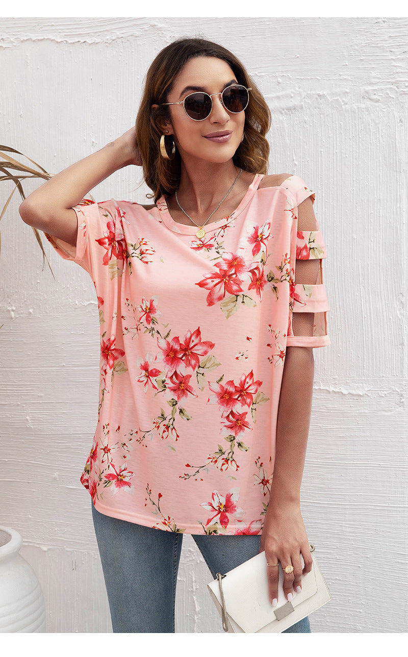 Casual Floral Print Top - t shirts - malbusaat.co.uk