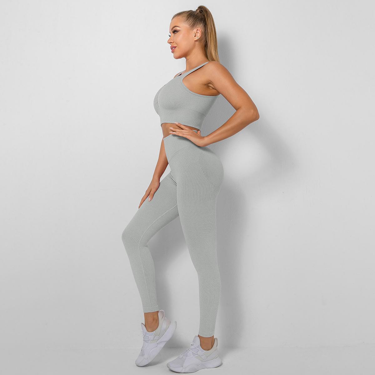Seamless Knitted Workout Exercise Outfit - activewear - sports set - Sports Sets - malbusaat.co.uk